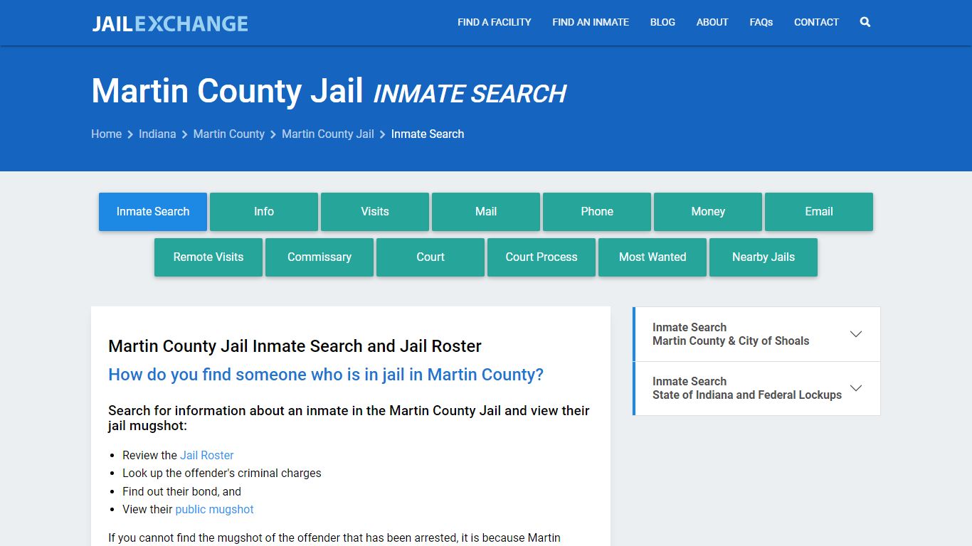 Inmate Search: Roster & Mugshots - Martin County Jail, IN